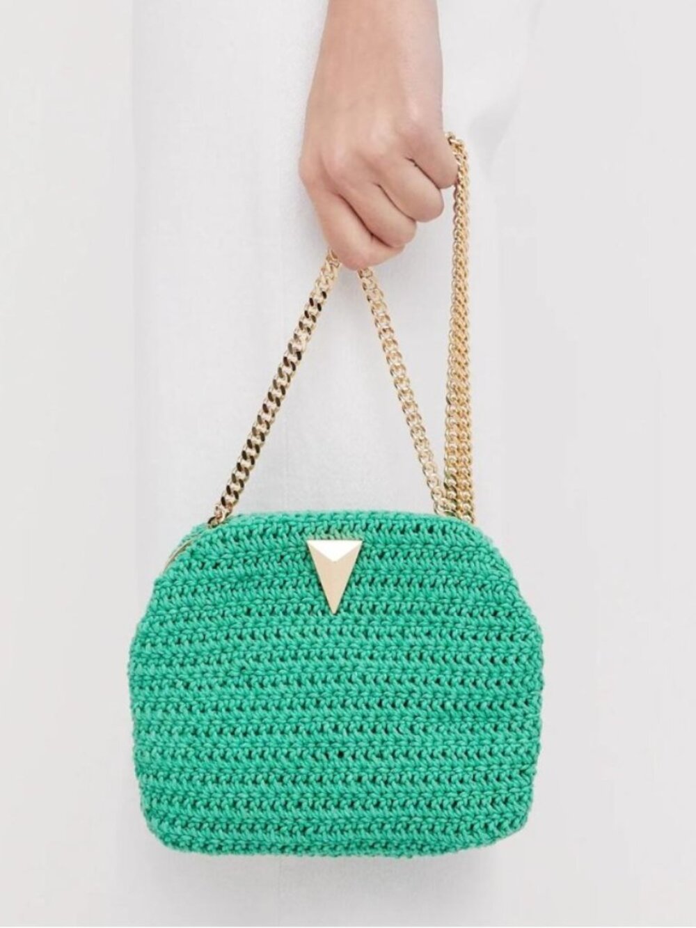 Scanlan Theodore Crochet Arch Bag – Structured Woven Crossbody, Spearmint